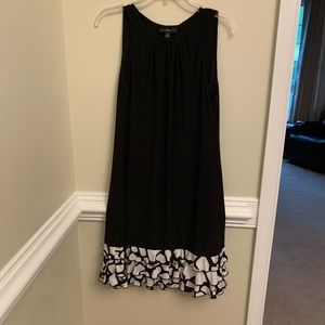 Black dress with ruffled trim